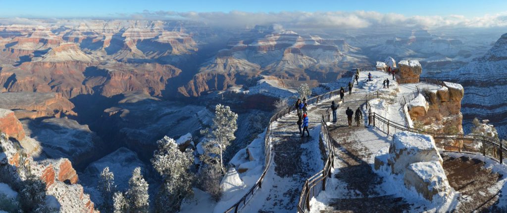 snow dusted over the grand canyon