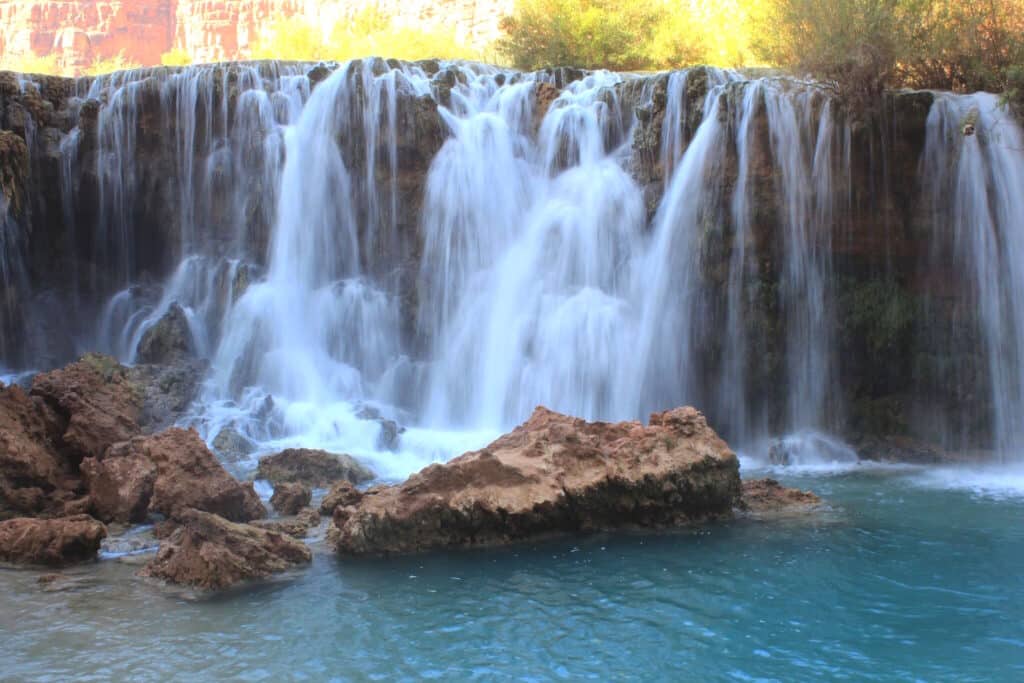 blurred water of falling Navajo Falls