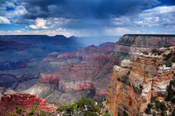 rain clouds over the grand canyon