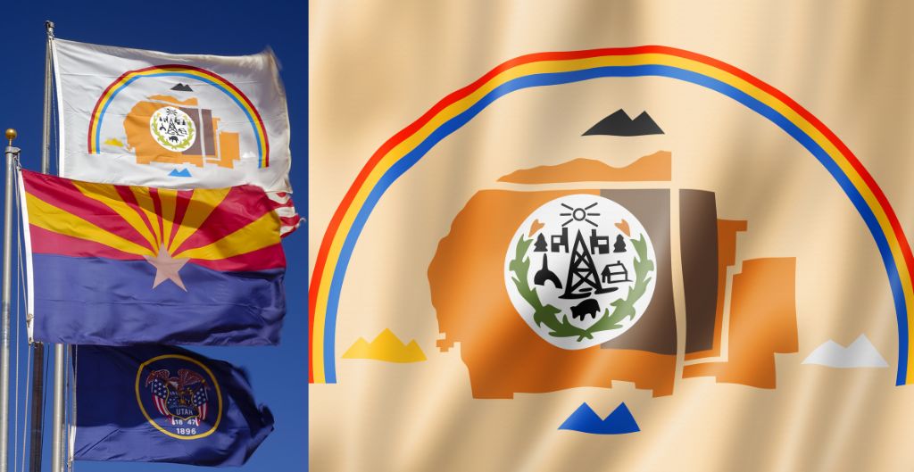 navajo nation flags next to the arizona state flag