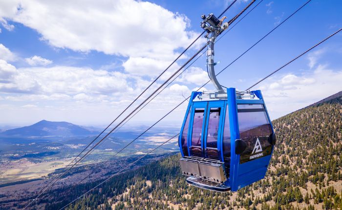 blue gondola at arizona snowbowl