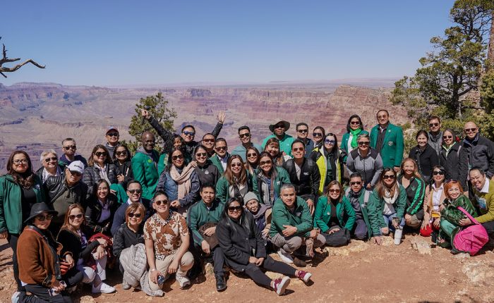 group of guests on a corporate tour of the grand canyon