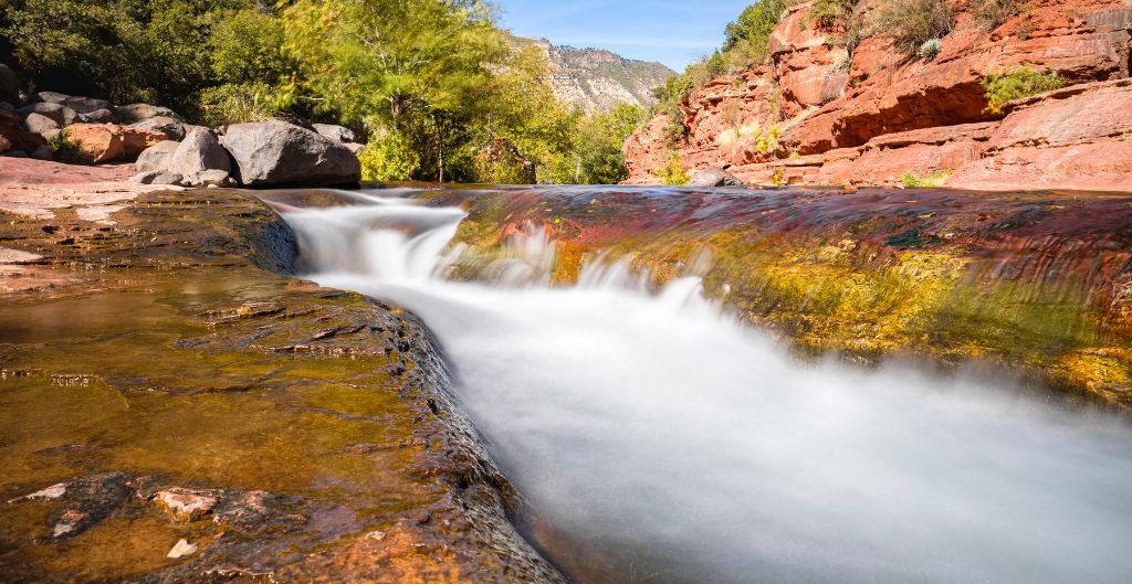 water flowing in slide rock state park near Sedona, AZ