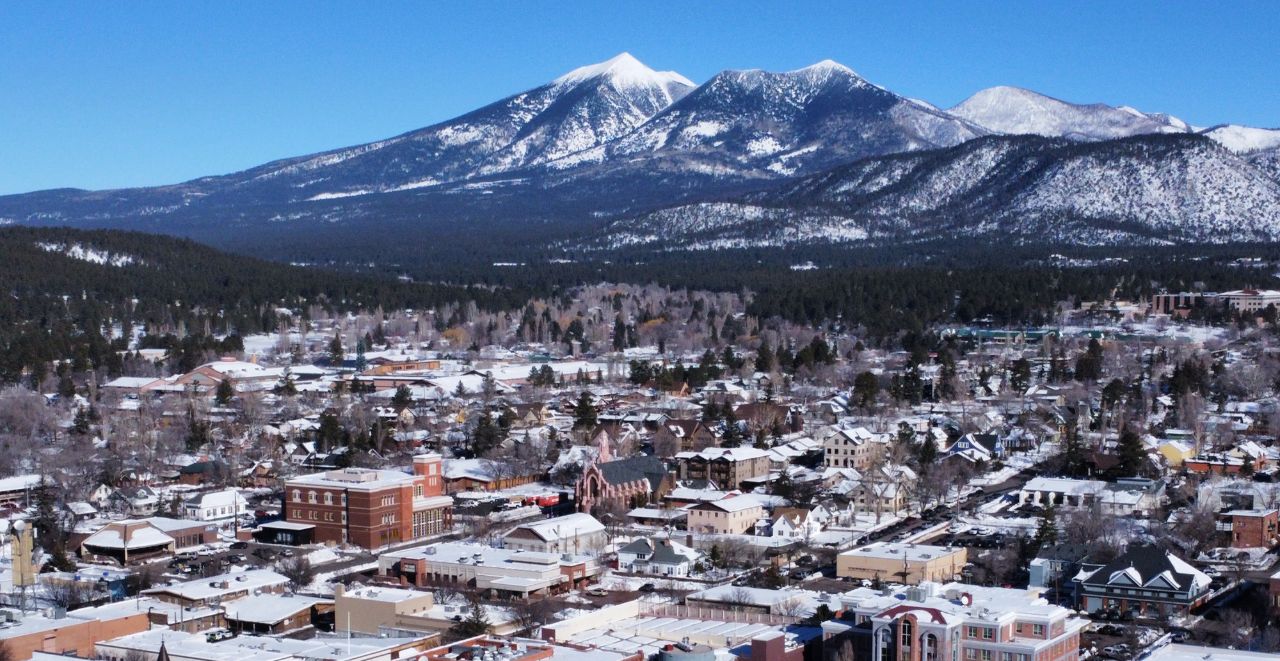 a view of snowbowl from flagstaff, az