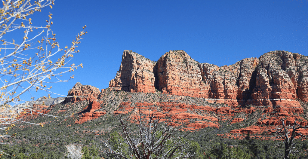 sandstone and red rock geological features views from the broken arrow trail area near sedona