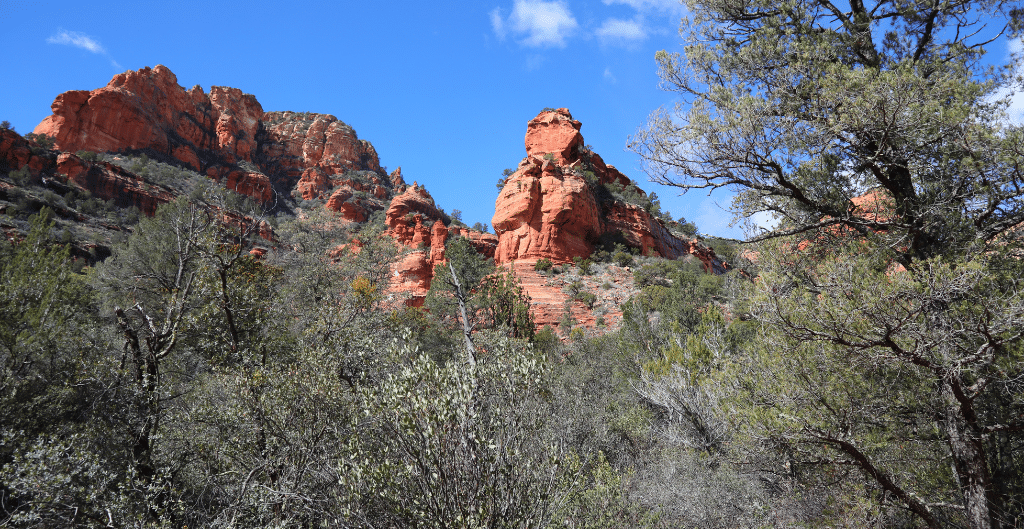 sedona's iconic red rocks seen above on fay canyon trail in sedona