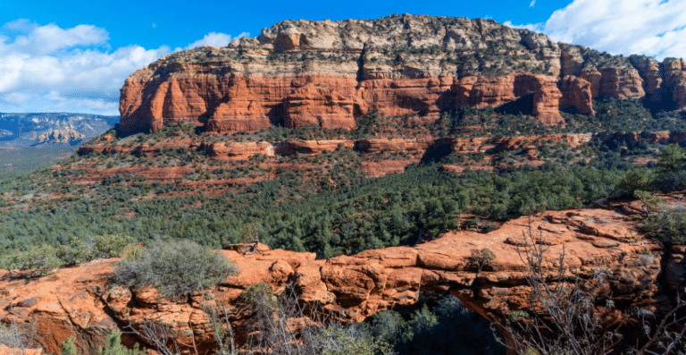 impressive red rock formations on a hiking trail near sedona