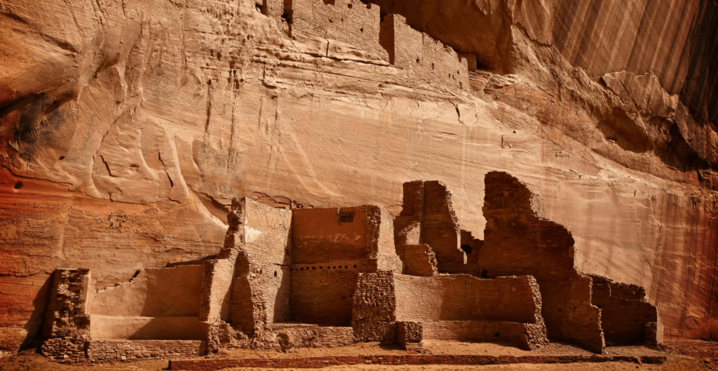 historic stone building at canyon de chelly national monument